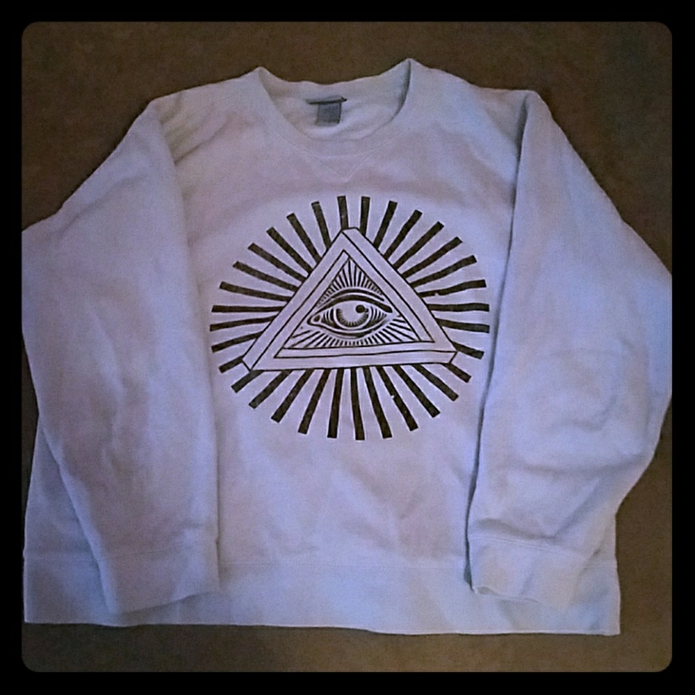 Illuminati eye crewneck sweater in sky blue